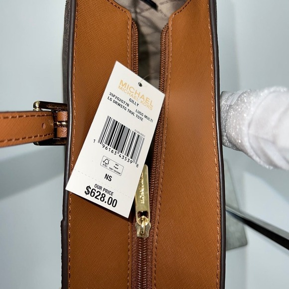 Michael Kors Gilly Tote Large Color Block Leather MK Logo Tote Bag Luggage Multi - Picture 8 of 11